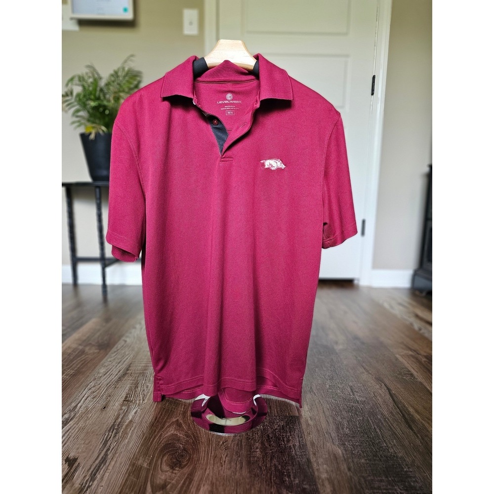 Levelwear Arkansas Razorbacks Mens Polo Shirt Red‎ Golf Performance Medium M